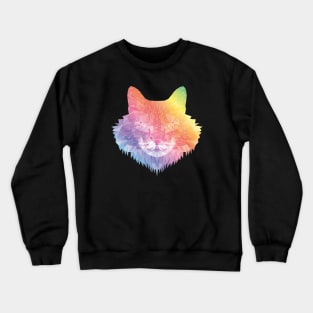 Maine Coon Cat Polygon Art - Rainbow Crewneck Sweatshirt